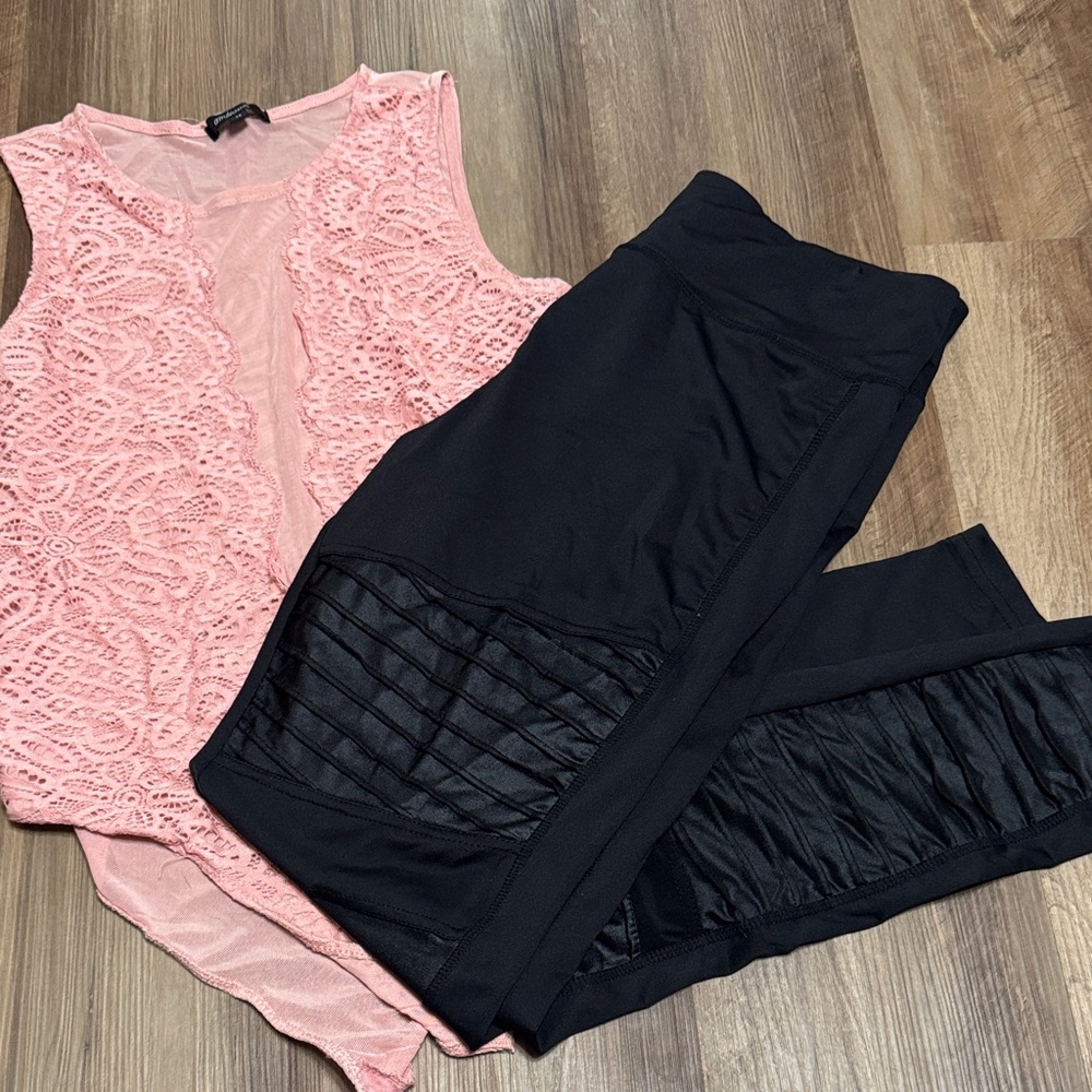 Black Pants with Lace Detail